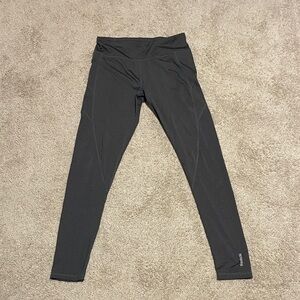 Reebok Charcoal/Black Seam Detail Performance Leggings